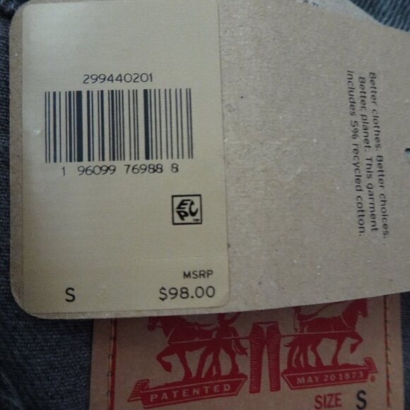 Levi's Denim Jacket Women's Size S Gray Jean Jacket Button Front Paint Splatter - Picture 6 of 9